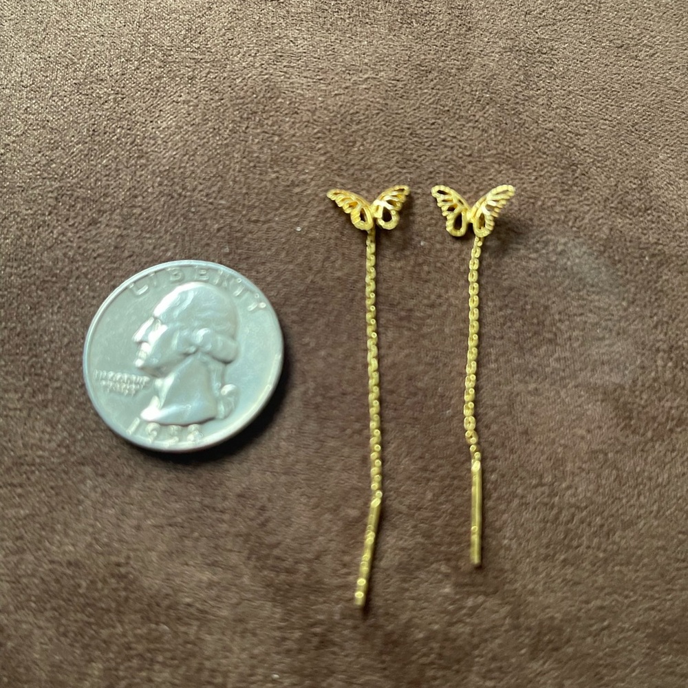 18k earring butterfly real gold
